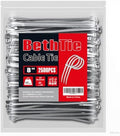 BethTie 8 Inch Silver/Gray Zip Ties 2500Pcs, 65 LBS UV Resistant Cable Ties by Youroutdoorcompanion