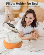 SAIJI Tablet Pillow Stand, Kindle Holder Compatible with 4.7-15.6” Kindle, Phone, Portable Monitor, 360° Adjustable Tablet Stand for Bed with Flexible Dual Axis Arm&Microbead Cushion (Orange) - Image 2