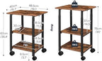 HOOBRO Printer Stand, 3-Tier Industrial Under Desk Printer Cart with Shelf, Mobile Heavy Duty Storage Rack on Wheels for Home, Office Rustic Brown and Black BF03PS01G1 - Image 4
