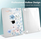 DONGKE for MacBook Air 13 Inch Case M5 2026 M4 2025 M3 M2 2024-2022 A3449 A3240 A3113 A2681, Plastic Hard Shell & Keyboard Cover & Screen Film for MacBook Air 13.6 Inch Case - Blue Flowers - Image 5