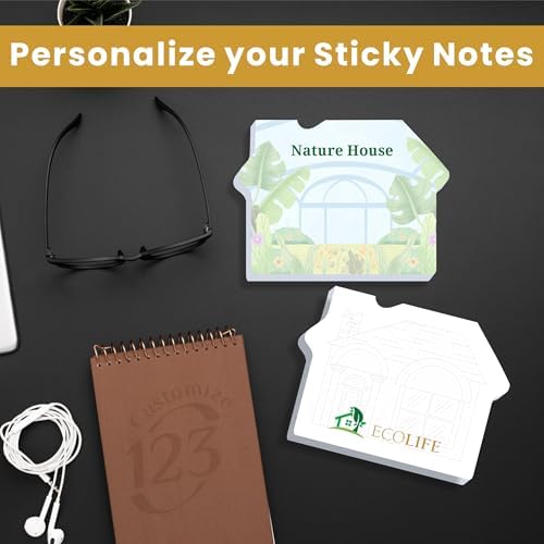 Personalized House Shaped Sticky Notes with Text or Logo, 25 Sheets Customized Memo Pads for Promo, Office, Home and School, Custom Pad Gifts Useful for Teacher, Staff, and Student Supplies 2,500 Qty - Image 7