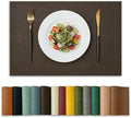 Artoid Mode Coffee Faux Leather Placemats Set of 8, 12x18 Inch Waterproof Wipeable Heat Resistant Vinyl Place Mats, Reversible Table Mats for Kitchen Dining Decor by ArtoidMode
