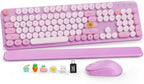 Wireless Keyboard and Mouse, Round Keycaps, Magnetic Wrist Rest, Lilac by SABLUTE
