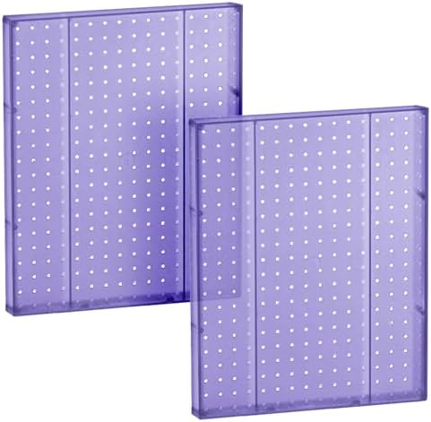 Azar Displays 771620-PUR Plastic Pegboard for Wall Organization - Garage Tool Organizer Wall Mount (Pack of 2) - 1-Sided Durable Wall Panel Organizer (16” W x 20” H x 1” D) - Garage Organizer (Purple) by AzarDisplays