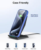 Fast Wireless Charger, [2 Pack] NANAMI Wireless Charging Stand Compatible with iPhone 17/17 Air/17 Pro/17 Pro Max/16/15/14/13, Desktop Nightstand Phone Charger Dock for Galaxy S26/S26+/S25/S24/S23/S22 - Image 6