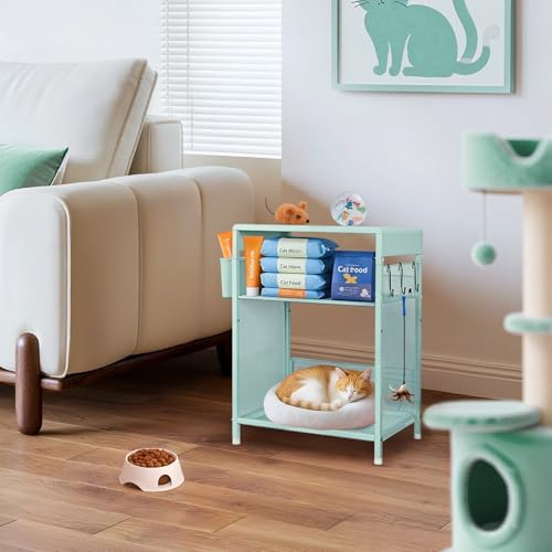 Mint Green Kids Nightstand, Small Nightstand for Bedroom, End Table with Hooks and Holder, Toddler Bedside Table, Desk Organizer for Office, Small Desk for Living Room, Dorm (Mint) - Image 6