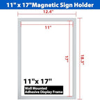 10Packs Magnetic Sign Holder, 11x17 Self Adhesive Display Frame with Strong Magnetic Frame and Clear PVC for Office Store Home Door Window Refrige Magnetic Paper Holder, Silver - Image 3