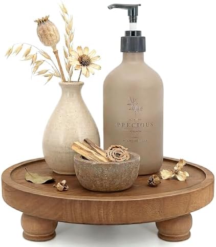 EOSAHR Wood Display Riser: Pedestal Stand for Rustic Kitchen Decor, Brown by EOSAHR
