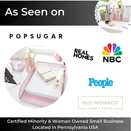 BLU MONACO Pink Desk Organizer Set | 6-Piece Metal Desktop Accessories | Mail Sorter Organizer Countertop | Letter Sorter for Desk | Mesh Pen Holder | Home Office or Dorm - Image 5