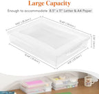 Lifewit 6 Pack Paper Organizer Storage, 12x9 Multi-Purpose Plastic File Box with Latching Lids, Containers for A4, Letter, Scrapbook, Document, Magazine, Art Supplies, Clear - Image 2