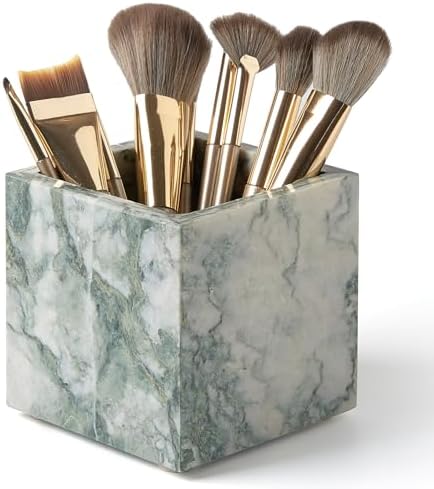 Real Luxurious Natural Marble Toothbrush Holder & Makeup Brush Organizer by MULWRMarbleTray