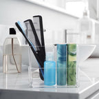 Sabary 12 Pcs Acrylic Pencil Holder with 3 Compartments, Clear Desktop Pen and Sticky Note Holder Makeup Brush Organizer Cup for Desk Home Vanity Office Classroom Stationery Supplies - Image 5
