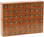 48 Drawer Wood Storage Organizer, Stackable Apothecary Cabinet with Brass Handles & Label Holders, Modular Card Catalog Drawer Chest for Crafts, Hardware, Beads, Spices, Office Desk by Woodaholic