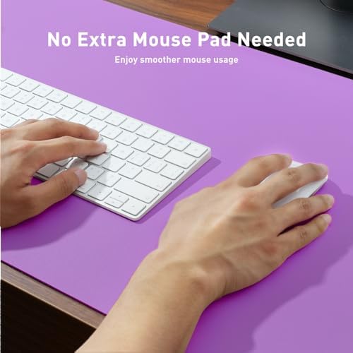 Aothia Faux Leather Desk Mat - Non-Slip PU Leather Desk Blotter, Waterproof Writing Surface, Large Desk Pad for Office & Home (Iris Violet, 55" x 24") - Image 4
