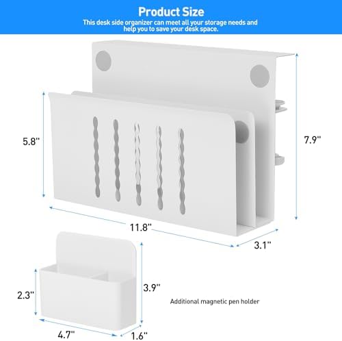 MAXECHO Desk Side Storage, Under Desk Laptop Mount, Table Side Hanging File Organizer, No Drill Clamp On Cable Management Tray, Laptop Holder with Magnetic Pen Holder for Office and Home, Load 22 Lbs - Image 5