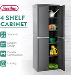 Sterilite 4 Shelf Cabinet, Lockable Utility Storage, Gray, 2-Pack - Image 3