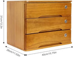 Wooden Desktop Storage Box with Lockable Drawers, Flat File Cabinet Drawer Desktop Storage Box, Countertop Storage Cabinet for Office Home Toiletries Supplies Vanity (Wood yellow, 3 Drawer) - Image 3