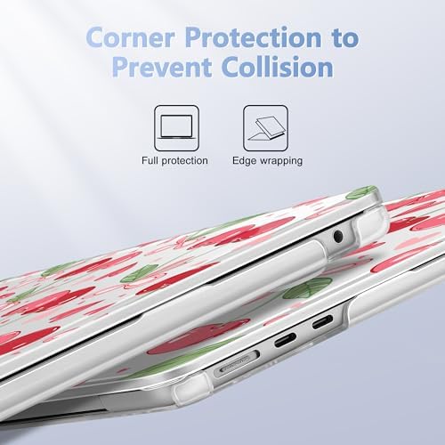 Case for 2026/2025/2024/2023 MacBook Air 15-inch Laptop Release M5 A3448 /M4 A3241 /M3 A3114 /M2 A2941, Stylish Protective Hard Shell Cover for MacBook Air 15.3 inch, Cherries & Pink Bows - Image 3