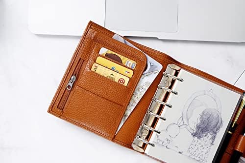 Moterm Pocket Luxe Rings Planner - Genuine Leather Binder Organizer (Pebble-Burnt Orange, 30mm Ring) - Image 3