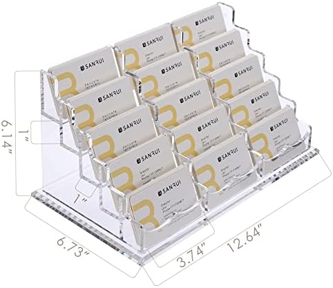 SANRUI Acrylic Business Card Holder, Clear Desk Card Display Stand,15 Slots - Image 2