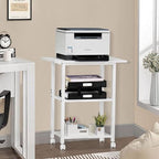 Lerliuo 3-Tier Printer Stand, Industrial Mobile Printer Table with Storage Shelf and Steel Frame, Rolling Printer Cart Holder with Lockable Wheels for Home, Office (White) - Image 5