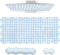 L-SPOUTTO Blue Checkered Mouse Pad Set,Cottagecore Scalloped Desk Mat Set by L-SPOUTTO