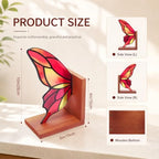 Mifoci Glass Butterfly Bookends Decor Stained Colorful Glass Book Ends - Image 2