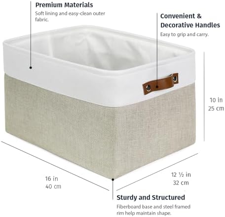OrganiHaus 16x12.5in Storage Baskets, 3 Pack - Fabric Bins for Shelves - Image 2