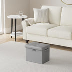 DocSafe Storage Ottoman with Lock,Fireproof Folding Ottoman Foot Rest Stool Storage Chest with Storage Safe for Important Documents,Waterproof 17 Inches Short Ottoman Foot Stool with Handles,Grey - Image 2