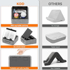 KDD 5 in 1 Tablet Pillow Holder, Foldable iPad Stand with Storage Tray, 2 Cup Holders and Pen Slot, Adjustable Reading Pillow for Lap, Bed, Desk and Couch Compatible with iPad Pro 12.9, Air, E-Reader - Image 3
