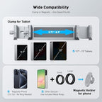 AboveTEK 2-in-1 iPad Stand for Desk, Aluminum iPad Holder Arm with Clamp & Magnetic Ring Head, 360° Adjustable Tablet Stand Holder, Bed Clamp Mount for 4.7"-13" iPads Air/Pro/Mini, Galaxy Tab & Phones - Image 4