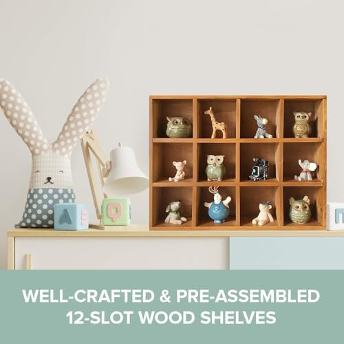 Primo Supply 12-Slot Wood Display Cabinet 12 x 15.5 Square Cubby Shelf Organizer - Tabletop or Wall Shelf - Farmhouse Decor Organizers and Storage - Rustic Wall Decor - Cube Storage & Display Cabinet - Image 6