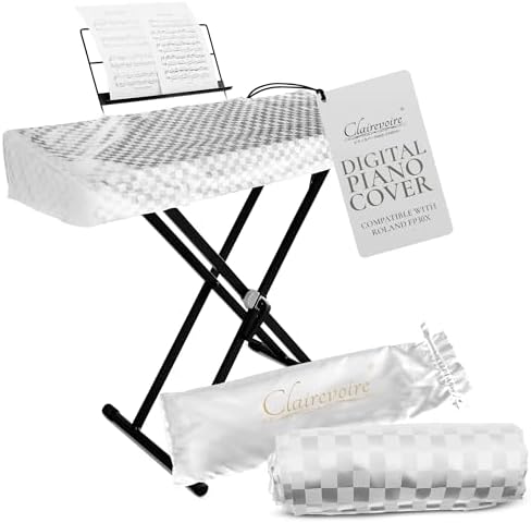 Clairevoire Digital Piano Cover, Piano Keyboard Covers -Protective for Roland Piano Covers FP Series, Durable and Waterproof Piano Keyboard Dust Cover, Piano Keyboard Case -Roland FP-30X Pearl White by Clairevoire+keyboard+%26+piano+covers