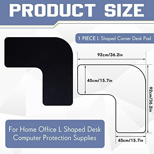 L Shaped Desk Mat Large Corner Mouse Pad Waterproof Curved Desk Mat, Black - Image 2