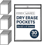 Essex Wares - 30 Pack, Black Dry Erase Pockets, 10" Wide x 13.5" Tall by EssexWares