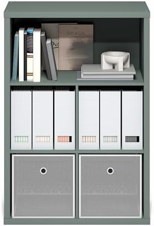 Furinno Cubicle Book Shelf, 5-Cube Bookshelf, Extra Thick Frame Cube Storage Organizer Bookcase with Closed Back, 15.3 x 29.9 x 43.3, for Living Room, Bedroom, Home Office, Sage Green - Image 6
