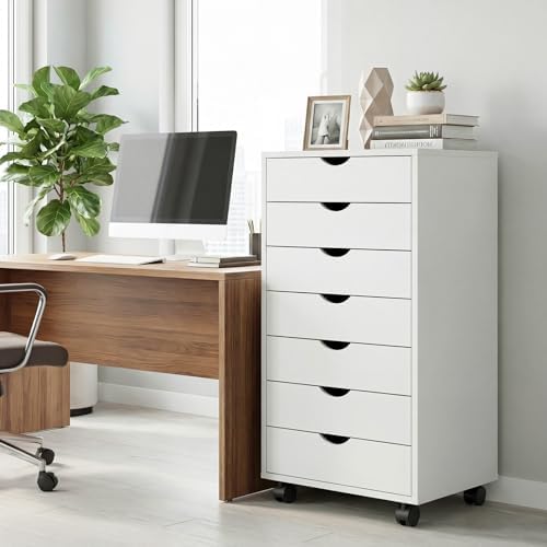 7 Drawers Mobile File Cabinet, Printer Stand Storage Cabinet - Image 2