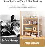 Office Desk Shelf Organizer, Wood Desktop Bookshelf Supplies Storage Rack, Shelf for Top of Desk and Dresser and Cubicle Decor Aesthetic Bookshelf (White Wood-three Tier, 11.81 Lx7.87 Wx22.05 H) - Image 5