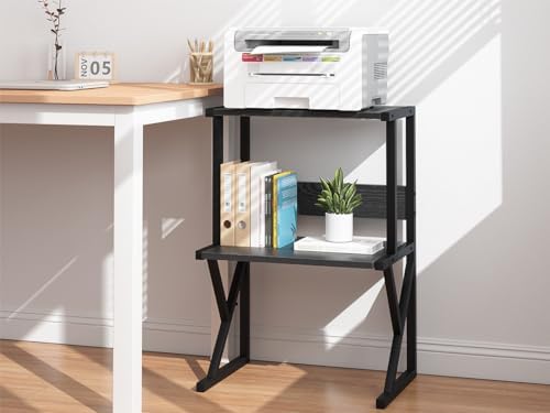 aboxoo Printer Stand for Desk to Save Space, Metal+Wood for Home Office - Image 4