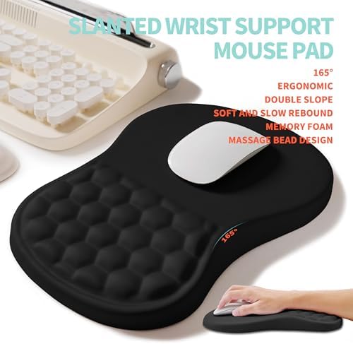 2-in-1 Ergonomic Set, Wave Rise Keyboard Wrist Rest and Massage Bulge Slope Mouse Pad Wrist Support, Cushion Memory Foam Integrated to Relieve Wrist Pain, Black - Image 3