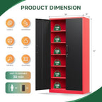 Letaya Metal Garage Storage Cabinets with Lock, 72" Tall Locker Organizer Steel Tool Cabinets,5 Adjustable Shelves 2 Doors for Home Office, Warehouse,Garage,Industrial,Employee (Black Red) - Image 3