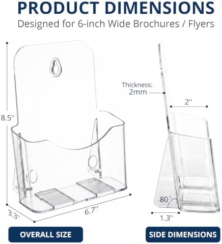 Daofary 6 x 9 Acrylic Brochure Holder, 6 Pack Wall Mount & Desktop Display - Image 4