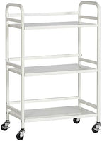 DCLRN 3 Tier Rolling Cart,Storage Organizer Cart,Multifunctional Storage Shelves,Rolling Metal Organization Cart with Handle and Lockable Wheels,for Home,Office,Kitchen,Bathroom(White) by DCLRN
