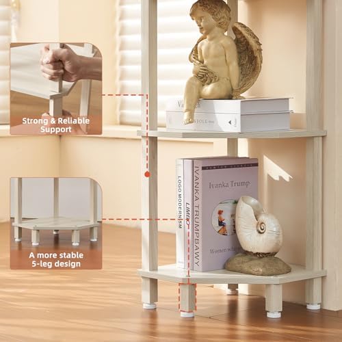 YUFAM 4-Tier Corner Shelf, Grey White - Image 3