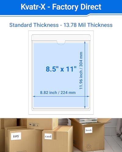 40 PCS Clear Self Adhesive Plastic Label Pockets, Top Loading Business & Library Index Card Holders, Peel and Stick Sleeves for Storage Bins, Totes, Binders and Drawers (8.5 x 11 Inch) - Image 2