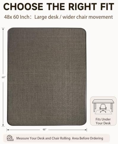 Funwheat Woven Office Chair Mat for Hardwood Floor, 48 x 60 in, Espresso - Image 2