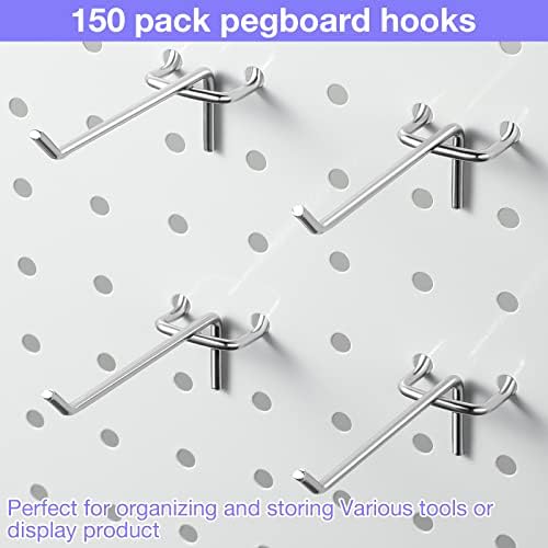 Moxweyeni 150 Pack Pegboard Hooks 3 Inch Metal Display Hooks Suitable for 1/8 Pegboard Accessories for Garage, Office, Kitchen, Store - Image 3