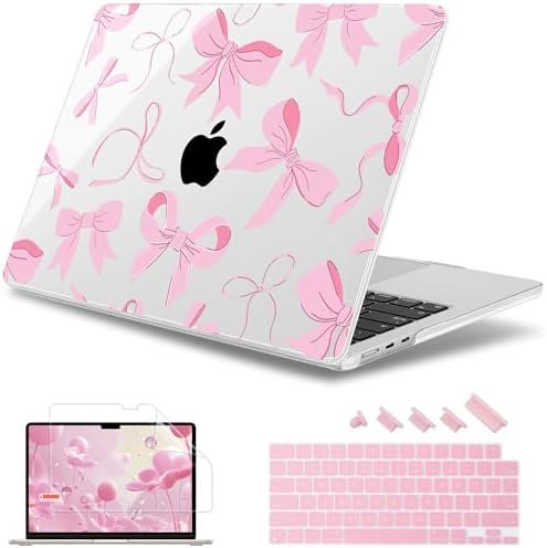 May Chen for MacBook Air 15 inch Case M5 M4 M3 M2 2026 2024-2023, Model A3448 A3241 A3114 A2941, Closes Seamlessly Hard Shell Laptop Cover with Keyboard Cover, Pink Bows by MayChen