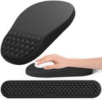 Ergonomic Mouse Pad and Keyboard Wrist Rest with Massage Design, Space-Saving Mouse Pad Wrist Support, Memory Foam Wrist Rest with Non-Slip PU Base for Computer Desk, Black by Hasinart