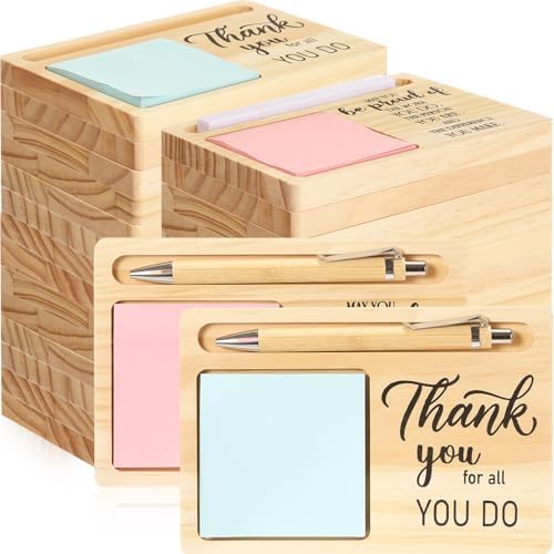 20 Pcs Back to School Teacher Appreciation Gifts Bulk Wooden Sticky Note Holder Motivational Thank Your Gift Inspirational Sticky Notes for Teacher Back to School (Diverse) by Unknown
